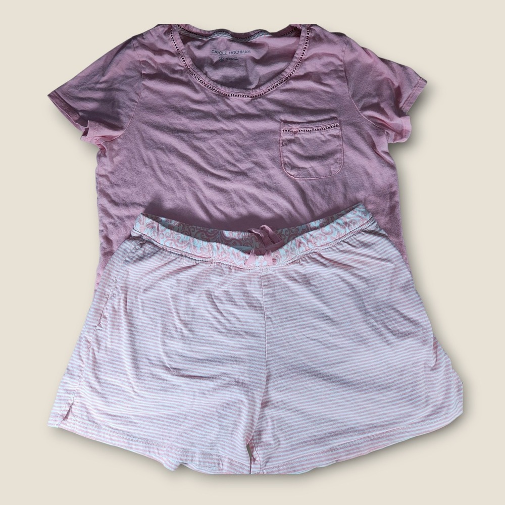 Carole Hochman Pink Pajama Set Sleepwear Top & Shorts Womens Size Small S